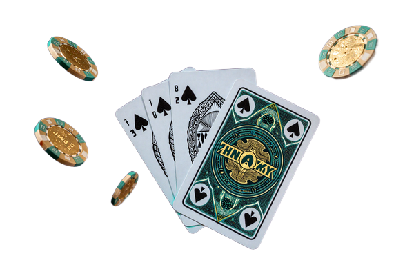 Leuchtende goldene Casino-Chips und Spielkarten als Symbol f&uuml;r das GambleZen Willkommenspaket mit Code JBVIP240