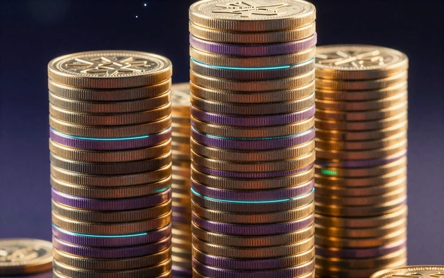 Leuchtender Stapel Goldm&uuml;nzen als Symbol f&uuml;r den ersten Einzahlungsbonus im GambleZen Casino