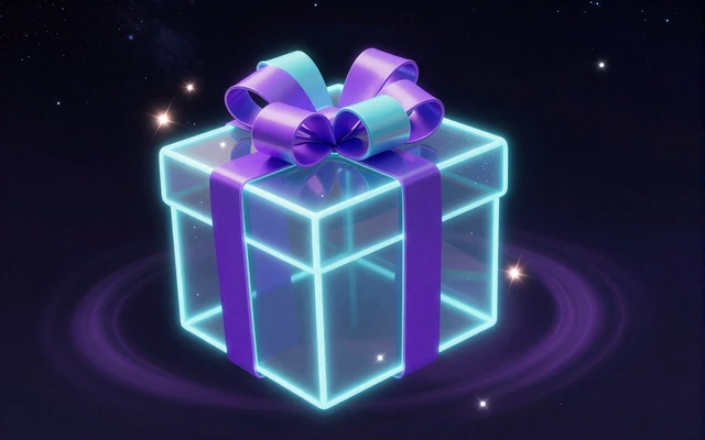 Leuchtende Neon-Geschenkbox als Symbol f&uuml;r den dritten Einzahlungsbonus im GambleZen Casino